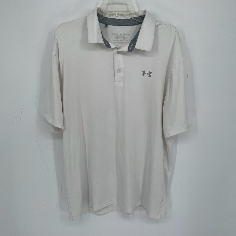 Under Armour Men's White Playoff Short Sleeve Preppy Golf Polo Top Shirt Size XL